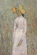 Vincent Van Gogh Young Girl Standing against a Background of Wheat (nn04) France oil painting artist